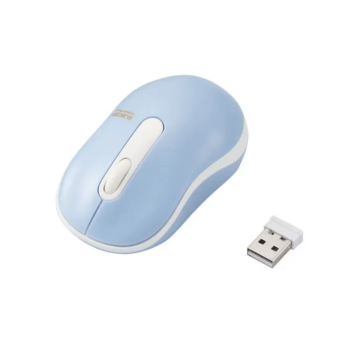 静音 小さめ ワイヤレスマウス 無線 光学式 3ボタン Sサイズ かわいいライトブルー メーカー在庫品