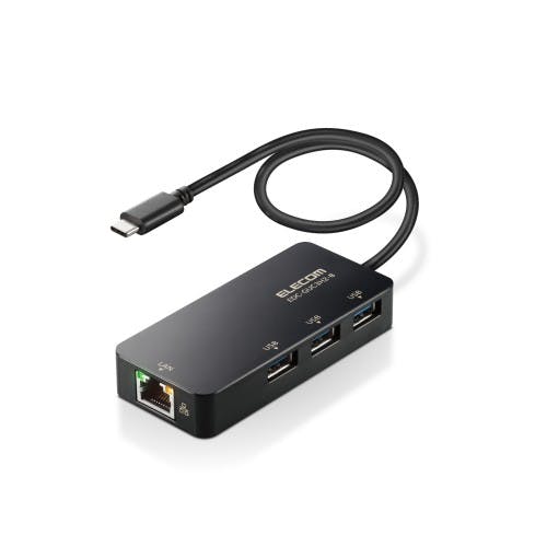 LANアダプター 有線 タイプC Giga USBハブ付 (USB-A×3) USB3.2(Gen1)/3.1(Gen1)/3.0 ブラック メーカー在庫品 電源ケーブル・延長コード LANアダプター 有線 タイプC Giga USBハブ付 (USB-A×3) USB3.2(Gen1)/3.1(Gen1)/3.0 ブラック メーカー在庫品 電源ケーブル・延長コード