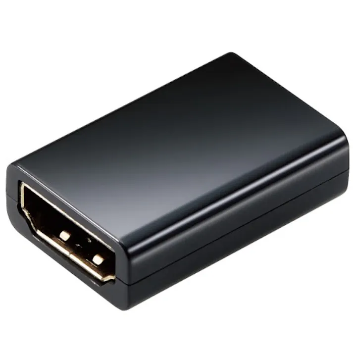 HDMI アダプタ 延長 金メッキ 4K 60p スリムタイプ EU RoHS指令準拠 ブラック メーカー在庫品