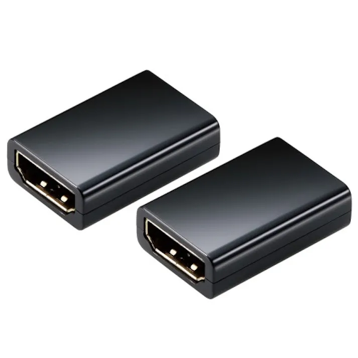 HDMI アダプタ 延長 金メッキ 4K 60p スリムタイプ 2個入 EU RoHS指令準拠 ブラック メーカー在庫品