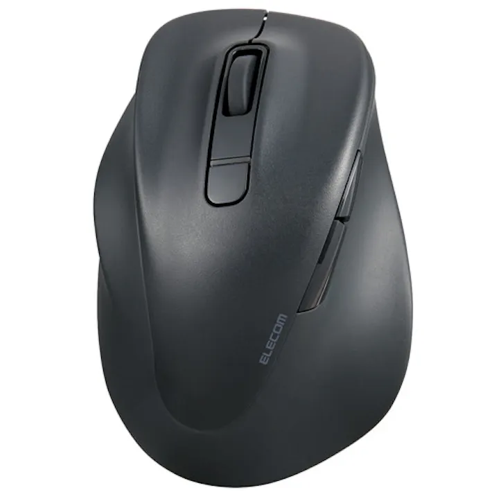 Bluetoothマウス 静音 ワイヤレス 5ボタン 左手専用 抗菌 Lサイズ 2台接続可 EX-G ブラック