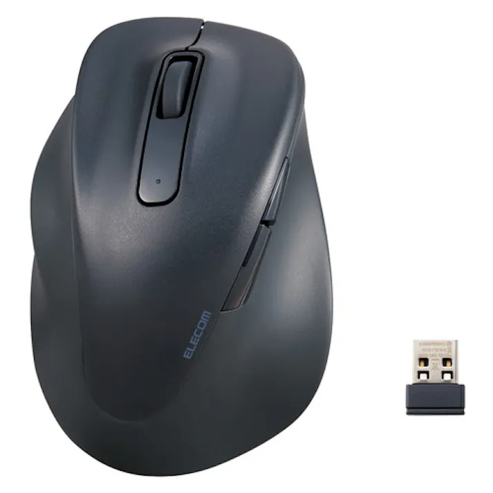 無線マウス 静音 ワイヤレス 5ボタン 左手専用 抗菌 Lサイズ EX-G ブラック
