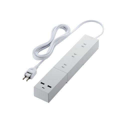 電源タップ 2.5m (コンセント×3 Type-C×1 USB-A×2) PD対応 フットパーツ付 ホワイト メーカー在庫品 電源ケーブル・延長コード 電源タップ 2.5m (コンセント×3 Type-C×1 USB-A×2) PD対応 フットパーツ付 ホワイト メーカー在庫品 電源ケーブル・延長コード