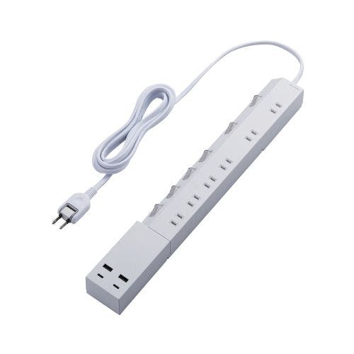 電源タップ 2.5m (コンセント×6 Type-C×2 USB-A×2) PD対応 個別スイッチ フットパーツ付 ホワイト メーカー在庫品 電源ケーブル・延長コード 電源タップ 2.5m (コンセント×6 Type-C×2 USB-A×2) PD対応 個別スイッチ フットパーツ付 ホワイト メーカー在庫品 電源ケーブル・延長コード