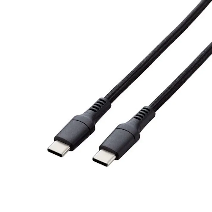 タイプC ケーブル ( USB Type-C to C ) 2m ナイロンメッシュ ブラック メーカー在庫品
