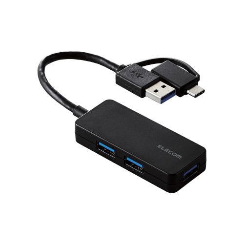 USB ハブ USB3.1 Gen1 バスパワー コンパクト ケーブル長10cm ブラック ネットワーク機器 USB ハブ USB3.1 Gen1 バスパワー コンパクト ケーブル長10cm ブラック ネットワーク機器