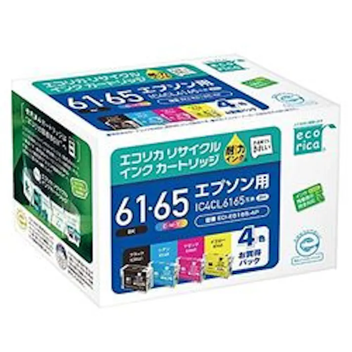 IC4CL6165互換 エコリカ リサイクルインク エプソン ブラック、シアン、マ メーカー在庫品