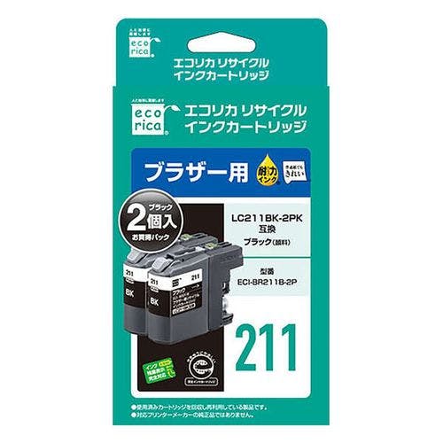 エコリカ インクカートリッジ ブラザー LC211BK-2PK 互換インク 2個パック ブラック メーカー在庫品 インクカートリッジ・インクリボン エコリカ インクカートリッジ ブラザー LC211BK-2PK 互換インク 2個パック ブラック メーカー在庫品 インクカートリッジ・インクリボン