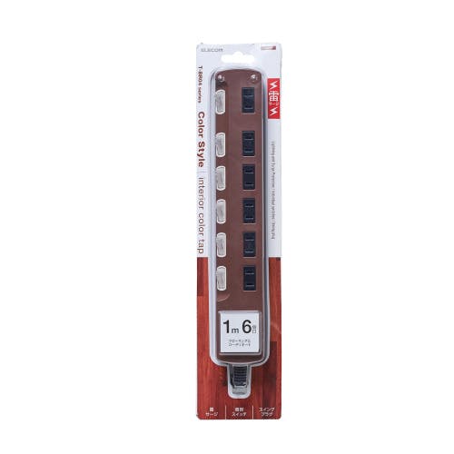 延長コード 電源タップ 1m 2ピン 6個口 雷ガード機能付 個別スイッチ付 ス