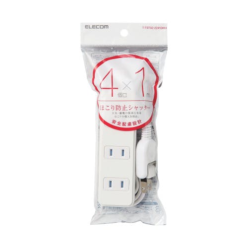 ほこり防止シャッタータップ 4個口 1m ホワイト メーカー在庫品 電源ケーブル・延長コード ほこり防止シャッタータップ 4個口 1m ホワイト メーカー在庫品 電源ケーブル・延長コード