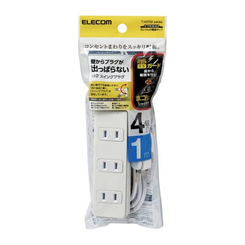 シャッタータップ 雷ガード 4個口 1m ホワイト T-KST02-22410WH メーカー在庫品 電源ケーブル・延長コード シャッタータップ 雷ガード 4個口 1m ホワイト T-KST02-22410WH メーカー在庫品 電源ケーブル・延長コード