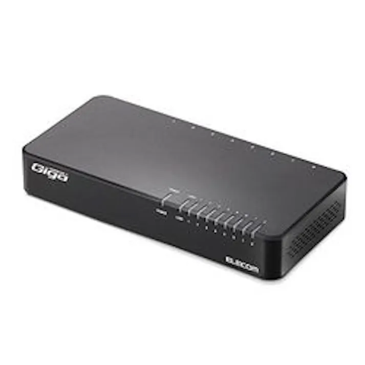 Giga対応スイッチングHub 8ポート 磁石付き 電源内蔵モデル ブラック