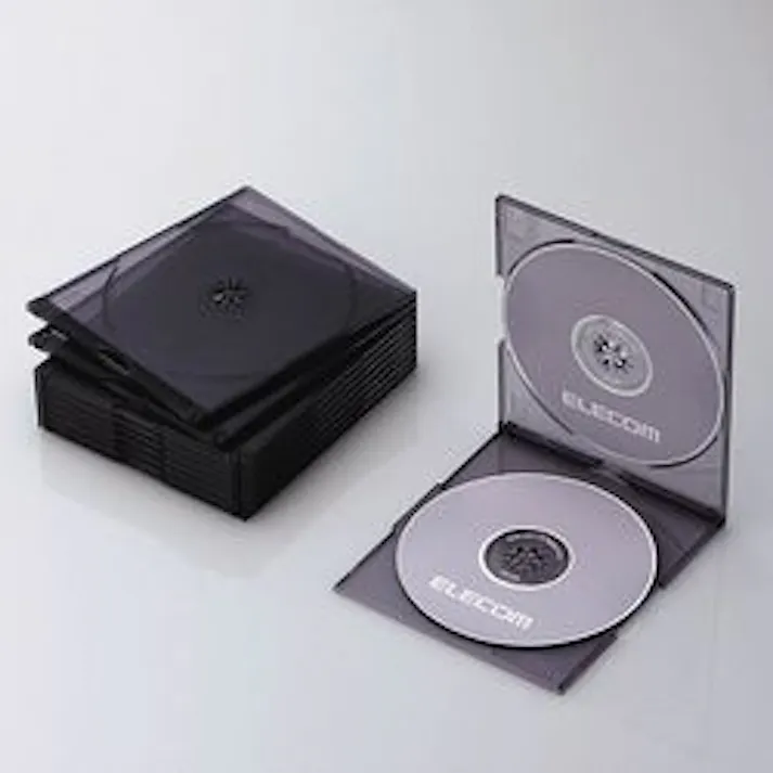 CD DVDスリムプラケース 2枚収納 10パック クリアブラック メーカー在庫品