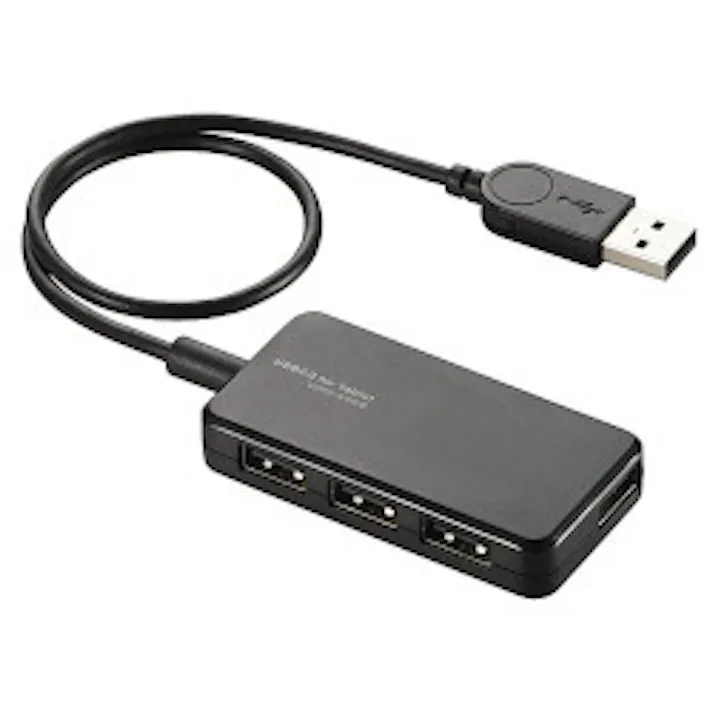 USBHUB2.0 バスパワー タブレット向け 4ポート ブラック メーカー在庫品