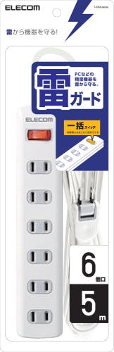 延長コード 電源タップ 5m 2ピン 6個口 一括スイッチ付 雷ガード 白 メーカー在庫品 電源ケーブル・延長コード 延長コード 電源タップ 5m 2ピン 6個口 一括スイッチ付 雷ガード 白 メーカー在庫品 電源ケーブル・延長コード