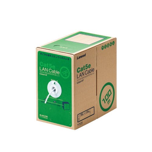 RoHS�Ή�LAN�P�[�u�� CAT5E 100m �z���C�g �ȈՃp�b�P�[�W �p�\�R���E���Ӌ@��