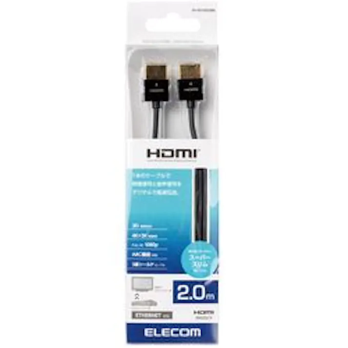 HDMIケーブル イーサネット対応 スーパースリム 2.0m ブラック