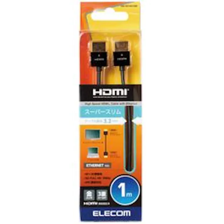 HDMIケーブル スリム イーサネット対応 1m ブラック メーカー在庫品