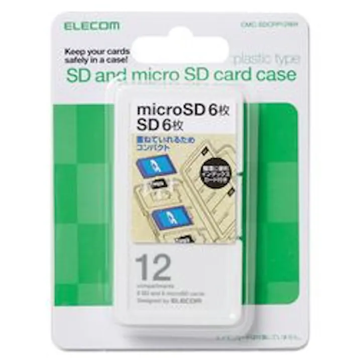 メモリカードケース インデックス台紙 SD6枚+microSD6枚 ホワイト メーカー在庫品