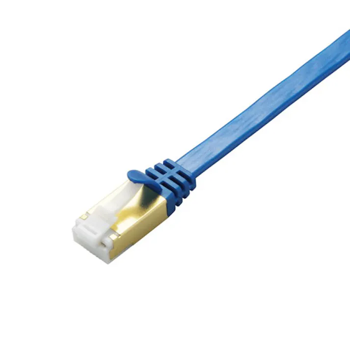LANケーブル CAT7 爪折れ防止 フラット 0.5m ブルーメタリック メーカー在庫品