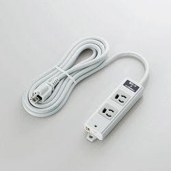 タップ 工事用 抜け止め 3ピン 2個口 雷ガード マグネット付き 3m グレー 電源ケーブル・延長コード タップ 工事用 抜け止め 3ピン 2個口 雷ガード マグネット付き 3m グレー 電源ケーブル・延長コード