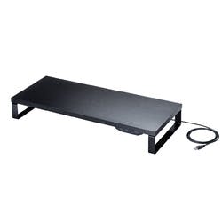 USBハブ付モニター台(ブラック) オフィス家具 USBハブ付モニター台(ブラック) オフィス家具