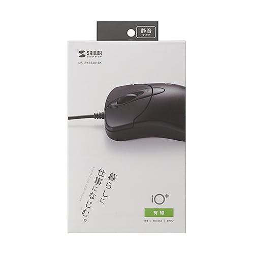 MA-IPYBS301BK 静音有線ブルーLEDマウス イオプラス(ブラック) メーカー在庫品 マウス・キーボード・入力機器 MA-IPYBS301BK 静音有線ブルーLEDマウス イオプラス(ブラック) メーカー在庫品 マウス・キーボード・入力機器