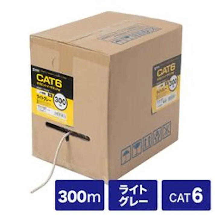 カテゴリ6UTP単線ケーブルのみ 300m ライトグレー KB-T6L-CB300N メーカー在庫品