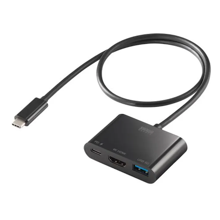 USB Type C-HDMI変換アダプタ(4K/PD対応/USBハブ付) メーカー在庫品