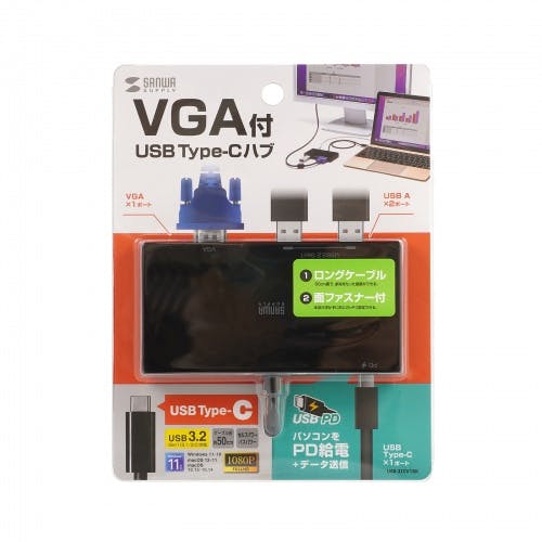 USB-3TCV1BK VGA付USB Type-Cハブ パソコン・周辺機器 USB-3TCV1BK VGA付USB Type-Cハブ パソコン・周辺機器