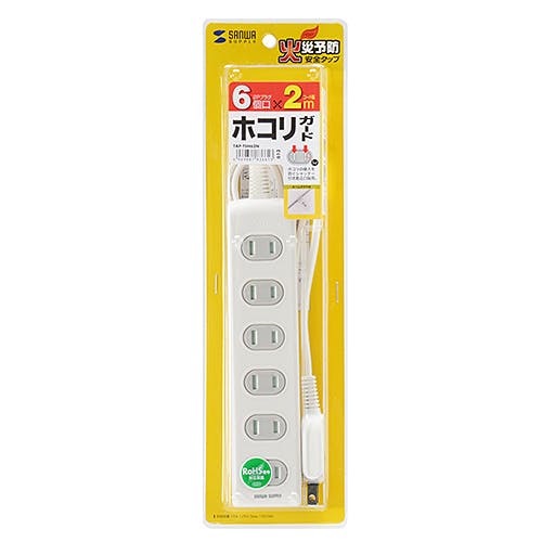 火災予防安全タップ 2P・6個口 ホワイト 2m TAP-TSH62N メーカー在庫品 電源ケーブル・延長コード 火災予防安全タップ 2P・6個口 ホワイト 2m TAP-TSH62N メーカー在庫品 電源ケーブル・延長コード