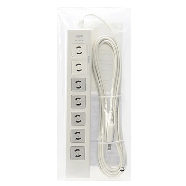 電源タップ 5個口連動集中スイッチ付き+雷ガード 2P・7個口 5m