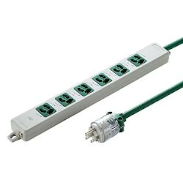 医用接地プラグ付き電源タップ バックアップ用 3P6個口 3m