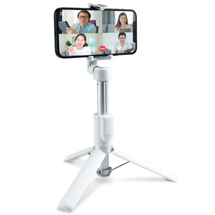 自撮り棒 三脚 2way ワイヤレスリモコン付 Bluetooth スマホ用 高さ調整可能 ホワイト