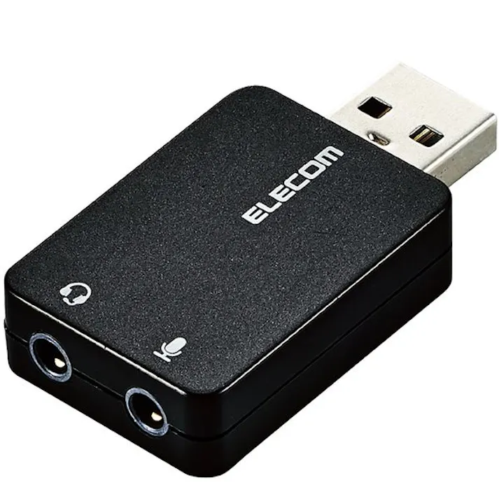 オーディオ変換アダプタ USB-φ3.5mm 直挿シ ブラック USB-AADC01BK