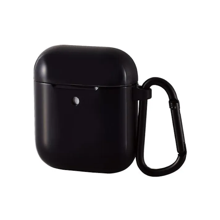 AirPods Proケース ワイヤレス充電Qi対応 TOUGH SLIM 耐衝撃 TPU PET カラビナ付き ブラック
