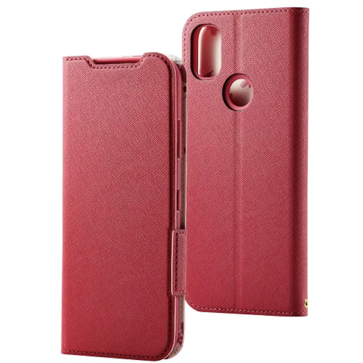 アンシンスマホ KY-51B ケース カバー レザー 手帳 耐衝撃 薄型 超軽量 マグネット ディープピンク