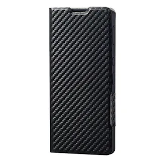 AQUOS sense6s ソフトレザーケース 薄型 磁石付き カーボン調ブラック