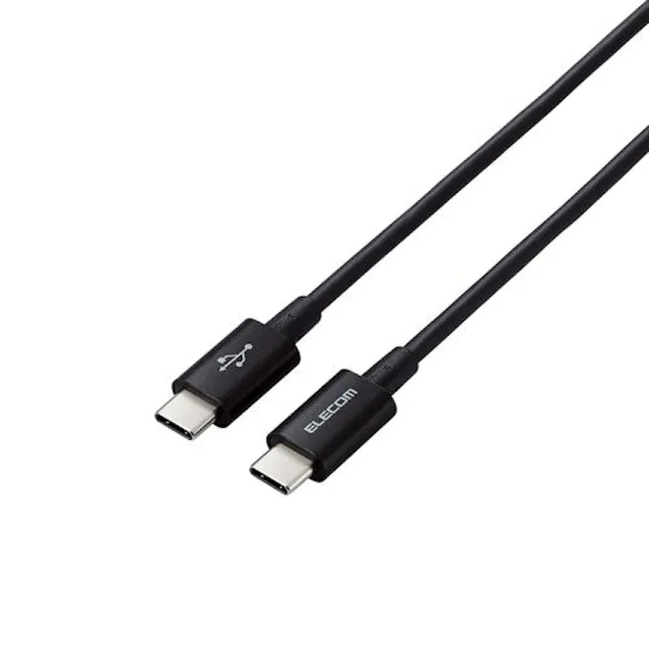 USB2.0ケーブル(認証品、C-C、やわらか耐久、USB PD対応) 約2m ブラック メーカー在庫品
