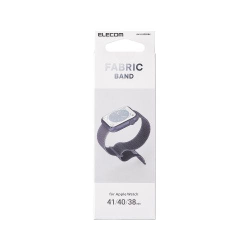 アップルウォッチ バンド SE 8 7 6 5 4 3 2 1 [41mm 40mm 38mm] ファブリック 面ファスナー式 ブラック スマートフォンアクセサリ