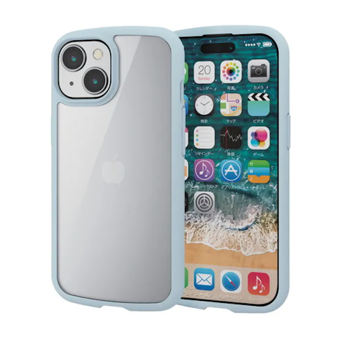 iPhone 15 ケース ハイブリッド 軽量 薄型 カメラ周り保護 ブルー