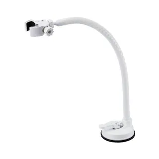 ドライヤースタンド ハンズフリー レバー式吸着固定 360度回転 ホワイト