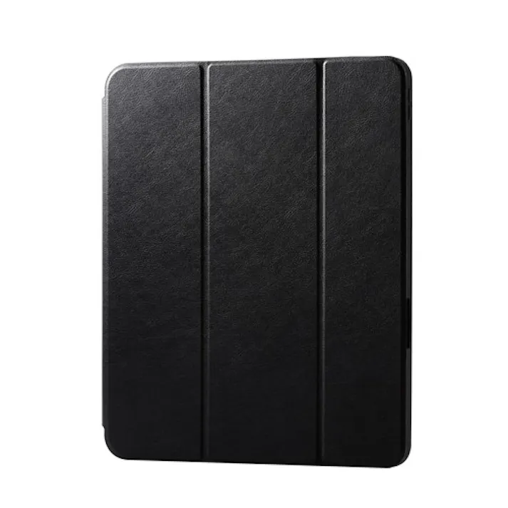 13インチ iPad Air (M2) ケース レザー 手帳型 スリープ対応 マグネット フリーアングル スタンド機能 耐衝撃 ブラック
