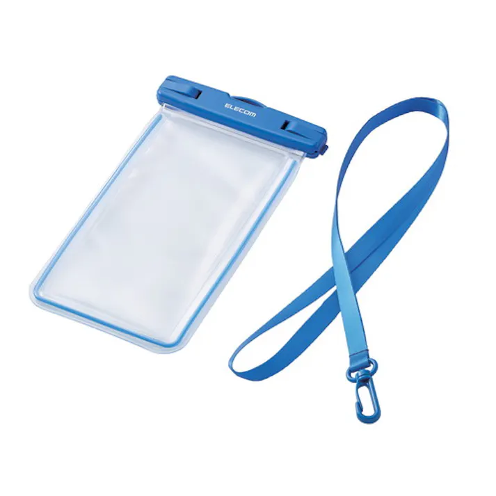 防水スマホケース IPX8 暗闇デ光ル 蓄光機能 【~6.9インチ対応】 ブルー