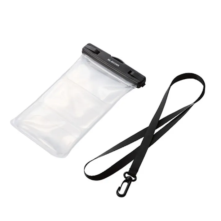 防水スマホケース IPX8 水中タッチ操作可能 【~6.9インチ対応】 ブラック