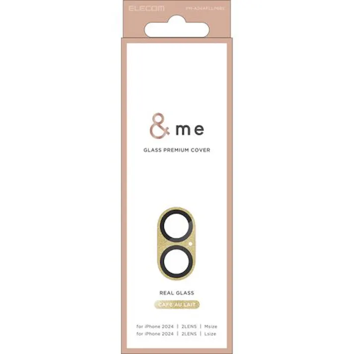 iPhone 16 / 16 Plus カメラフィルム ガラス カメラ全面グリッター 高透明 指紋防止 カメラレンズ保護カバー カフェオレ