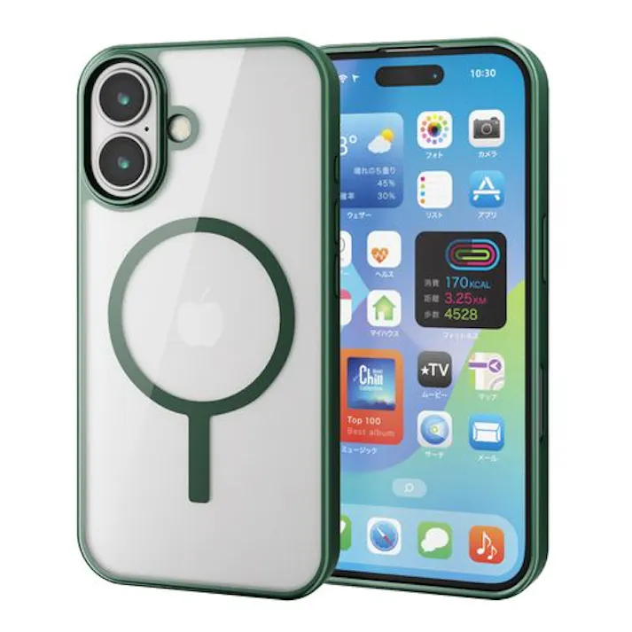 iPhone 16 ケース ハイブリッド 衝撃吸収 カメラレンズ保護設計 磁力吸着ワイヤレス充電対応 硬度5H ディープグリーン