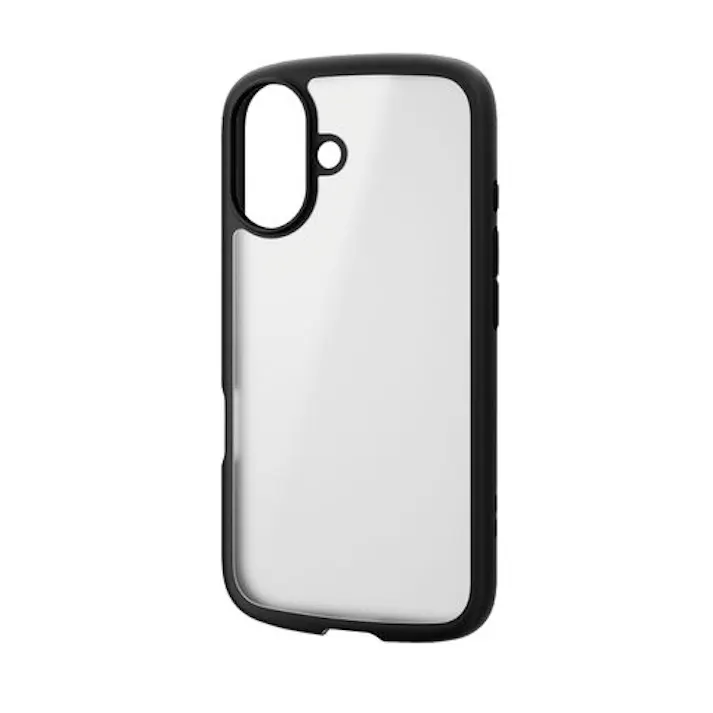 iPhone 16 ケース ハイブリッド 衝撃吸収 軽量 背面マットクリア ブラック
