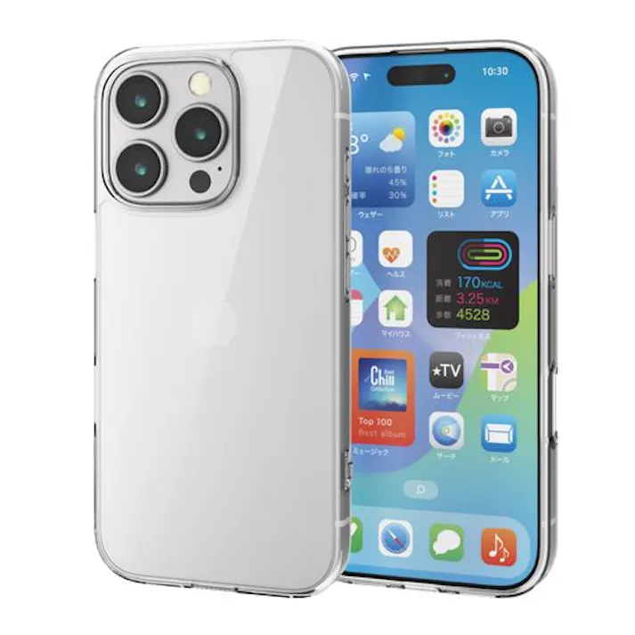 iPhone16 Pro ケース ハイブリッド 衝撃吸収 ストラップホール付 クリア