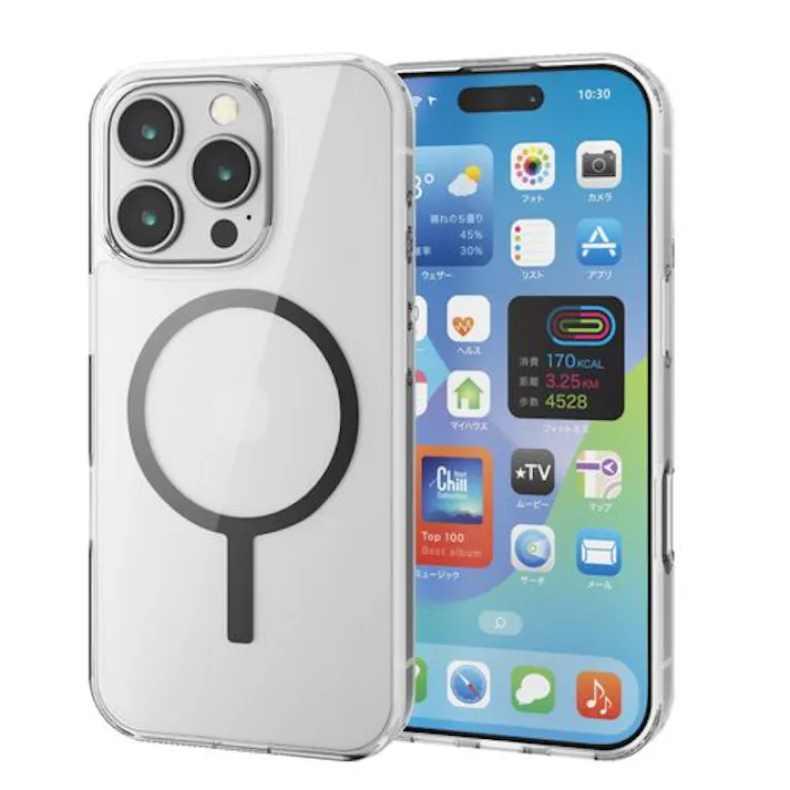 iPhone 16 Pro ケース ハイブリッド 衝撃吸収 カメラレンズ保護設計 磁力吸着ワイヤレス充電対応 硬度5H ブラック